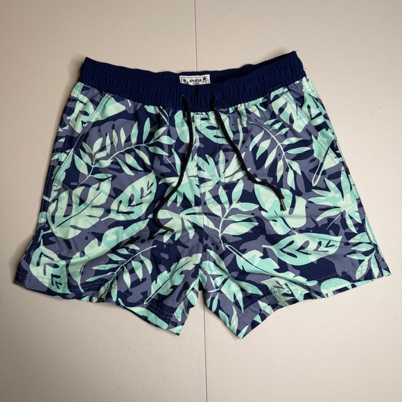 American Eagle Outfitters Other - American Eagle Mens XS Tropical Leaf Swim Trunks Navy Teal 5 Inch Inseam Shorts